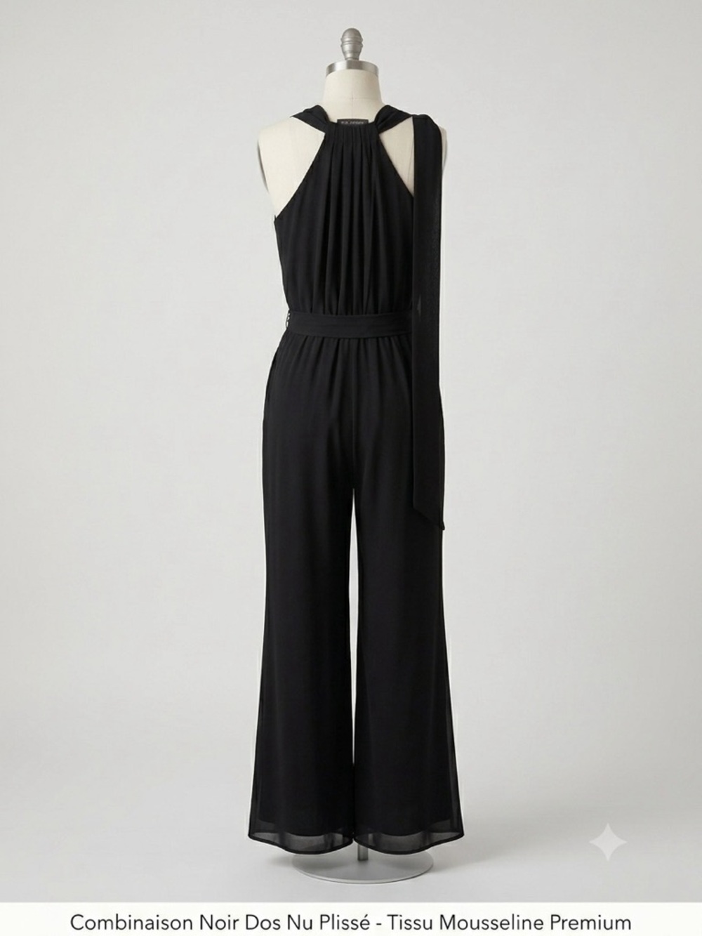 RW&CO. Black Pleated Halter-Back Jumpsuit